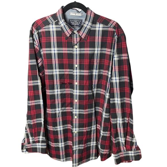 NWT! Nautica 100% Cotton Plaid Button Down Shirt, Casual, Weekend, Lounge, L - Picture 1 of 3